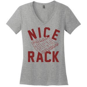 Nice Rack Ribs Bbq Lover Funny Women's V-Neck T-Shirt