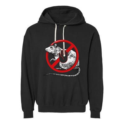 No Rat Sign Stop Snitching Pest Control Cool Novelty Graphic Garment-Dyed Fleece Hoodie