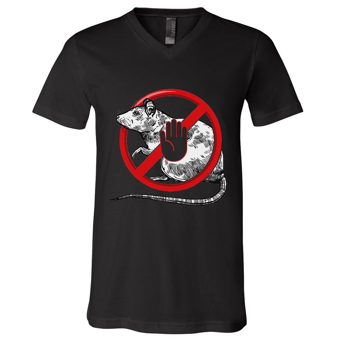 No Rat Sign Stop Snitching Pest Control Cool Novelty Graphic V-Neck T-Shirt