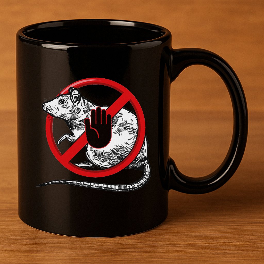 No Rat Sign Stop Snitching Pest Control Cool Novelty Graphic 11oz C Handle Ceramic Mug
