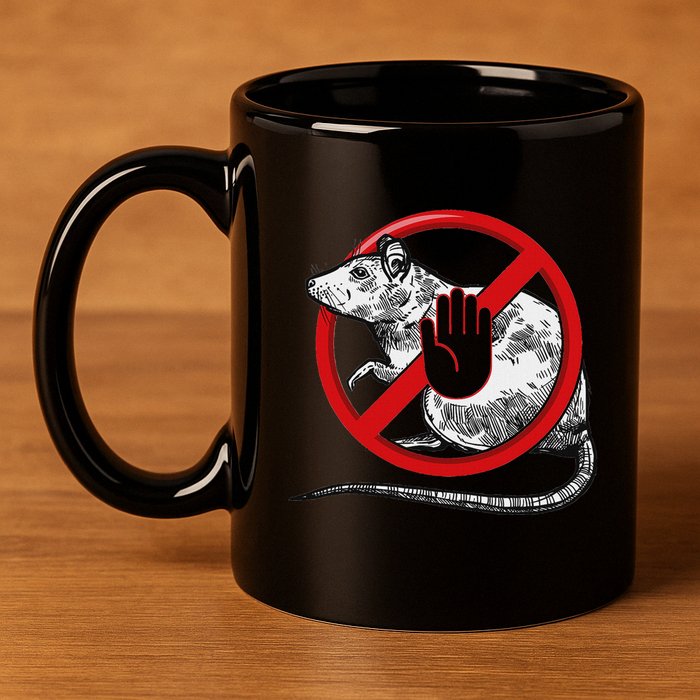 No Rat Sign Stop Snitching Pest Control Cool Novelty Graphic 11oz C Handle Ceramic Mug