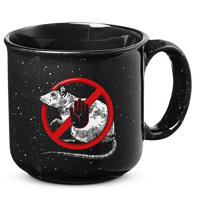 No Rat Sign Stop Snitching Pest Control Cool Novelty Graphic 15oz Campfire Ceramic Mug