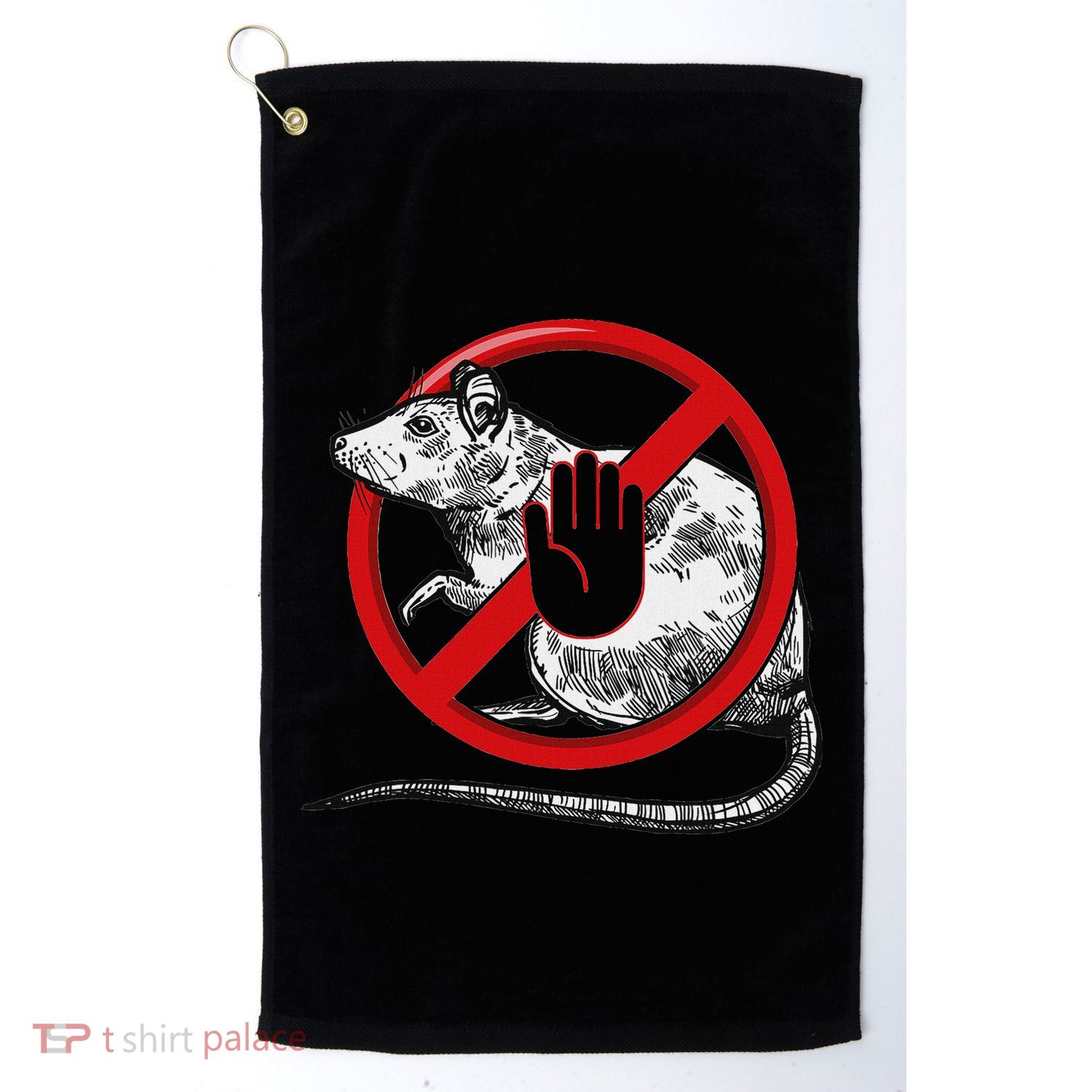 No Rat Sign Stop Snitching Pest Control Cool Novelty Graphic Golf Towel