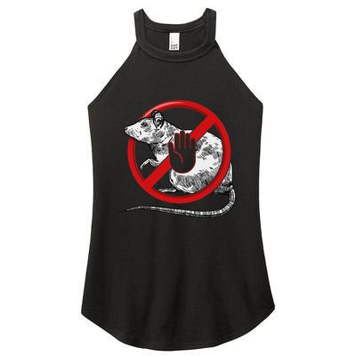 No Rat Sign Stop Snitching Pest Control Cool Novelty Graphic Women's Perfect Tri Rocker Tank