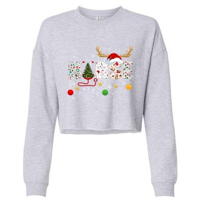 Nurse Rn Stethoscope Christmas Tree Ornats Decor Gift Cropped Pullover Crew