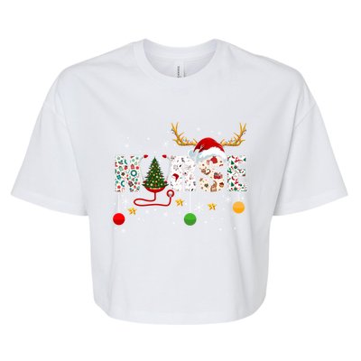 Nurse Rn Stethoscope Christmas Tree Ornats Decor Gift Bella+Canvas Jersey Crop Tee