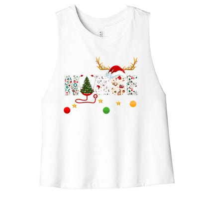 Nurse Rn Stethoscope Christmas Tree Ornats Decor Gift Women's Racerback Cropped Tank