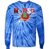 Nurse Rn Stethoscope Christmas Tree Ornats Nursing Doctor Gift Tie-Dye Long Sleeve Shirt