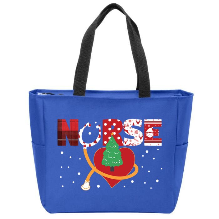 Nurse Rn Stethoscope Christmas Tree Ornats Nursing Doctor Gift Zip Tote Bag