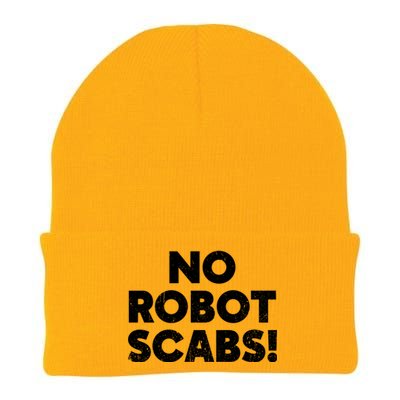 No Robot Scabs Anti AI Chatbots WGA On Strike Knit Cap Winter Beanie