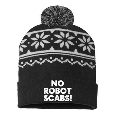 No Robot Scabs Anti AI Chatbots WGA On Strike USA-Made Snowflake Beanie