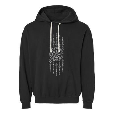 Norse Runes Symbols Celtic Viking Compass Vegvisir Garment-Dyed Fleece Hoodie