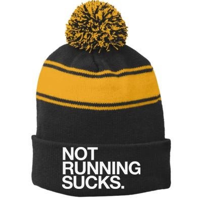 NOT RUNNING SUCKS Funny Runner Jogging Jogger Fitness Race Stripe Pom Pom Beanie