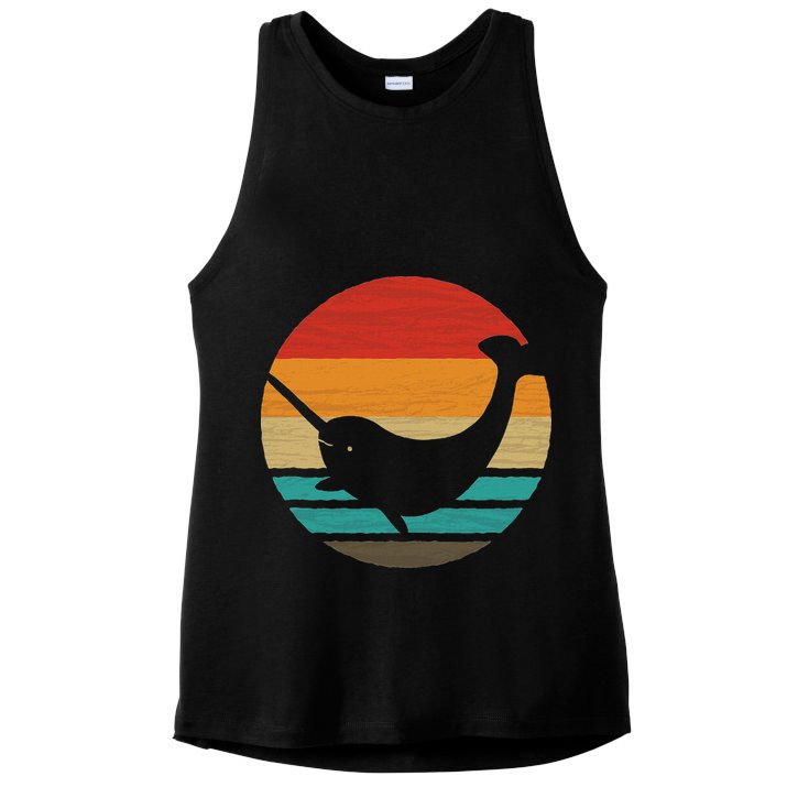 Narwhal Retro Style Vintage Ladies PosiCharge Tri-Blend Wicking Tank