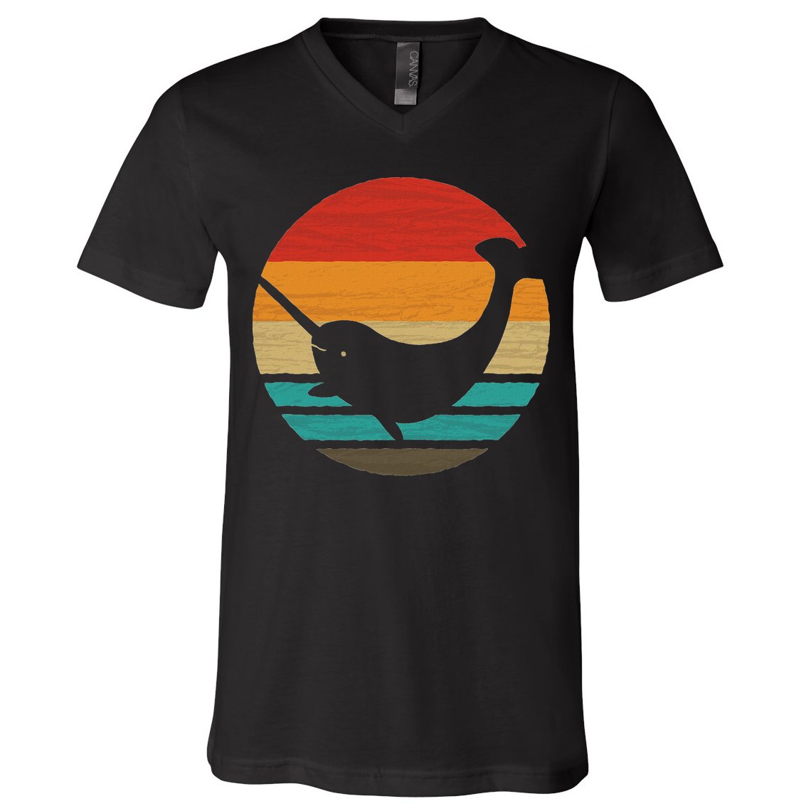 Narwhal Retro Style Vintage V-Neck T-Shirt