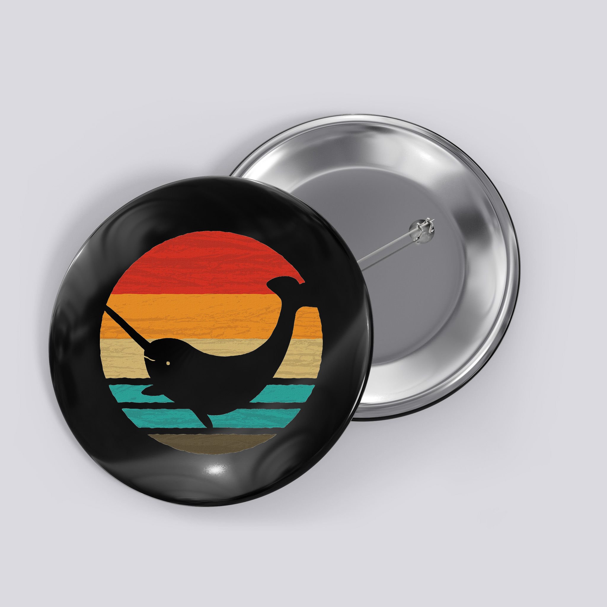 Narwhal Retro Style Vintage Button