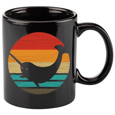 Narwhal Retro Style Vintage 11oz C Handle Ceramic Mug