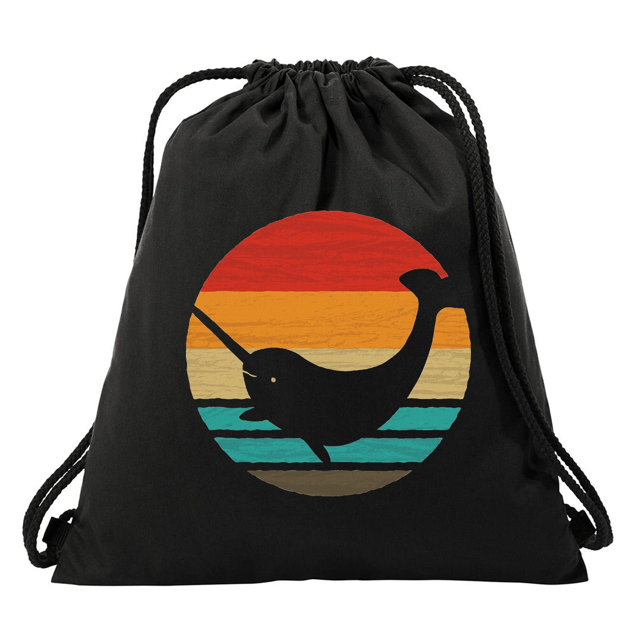 Narwhal Retro Style Vintage Drawstring Bag