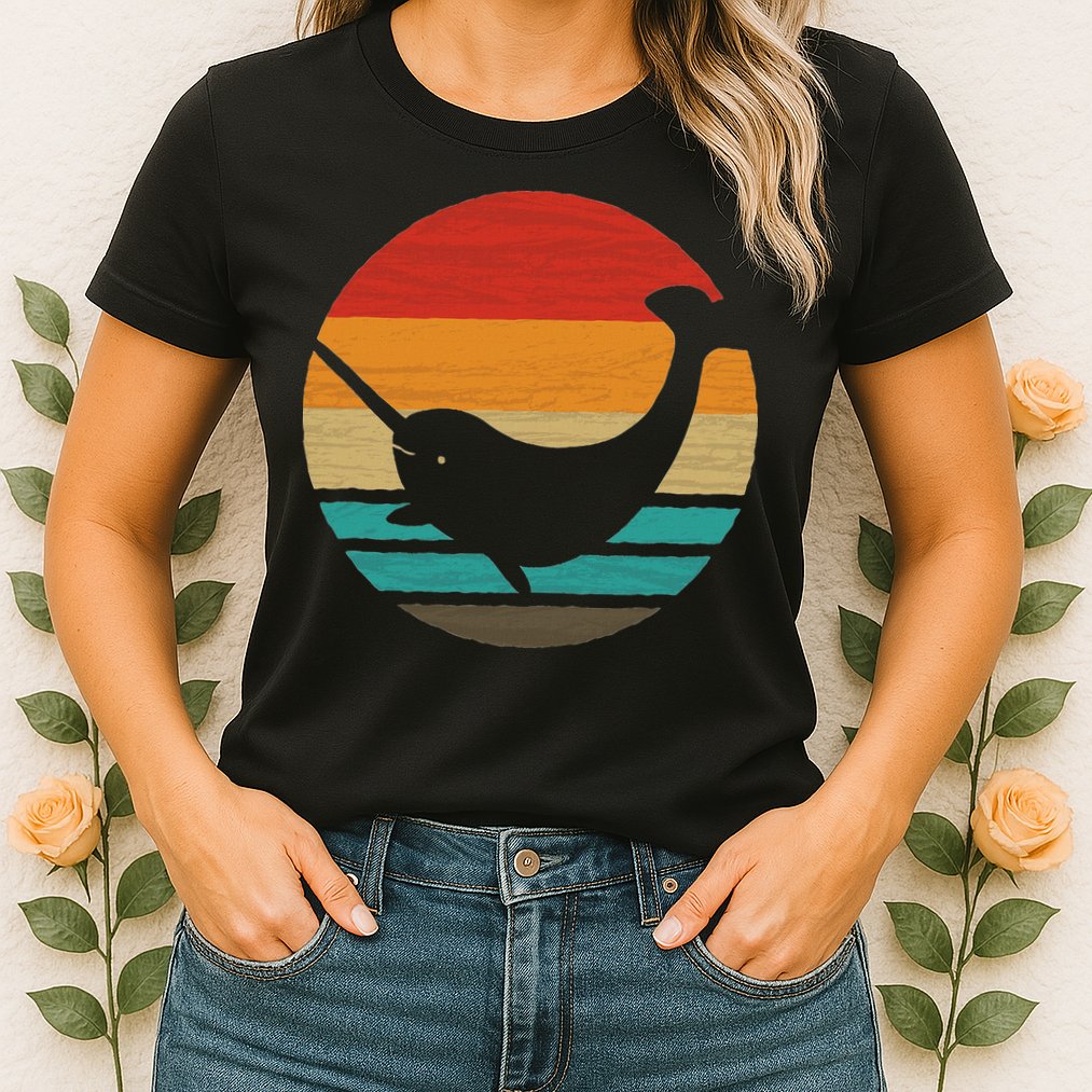Narwhal Retro Style Vintage Womens T-Shirt
