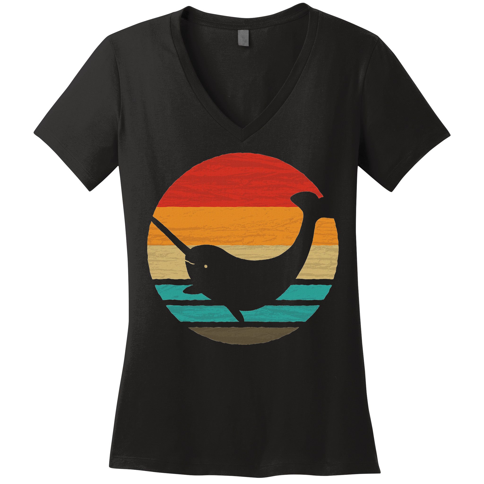 Narwhal Retro Style Vintage Women's V-Neck T-Shirt