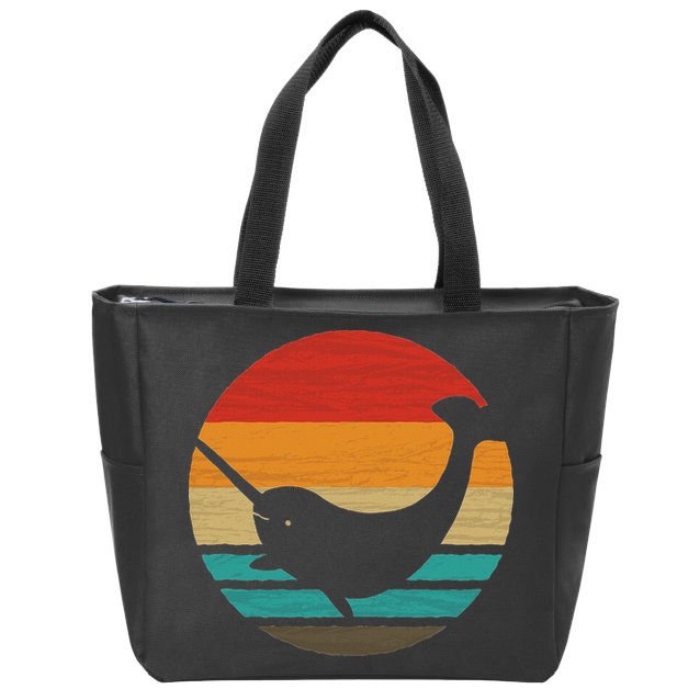 Narwhal Retro Style Vintage Zip Tote Bag