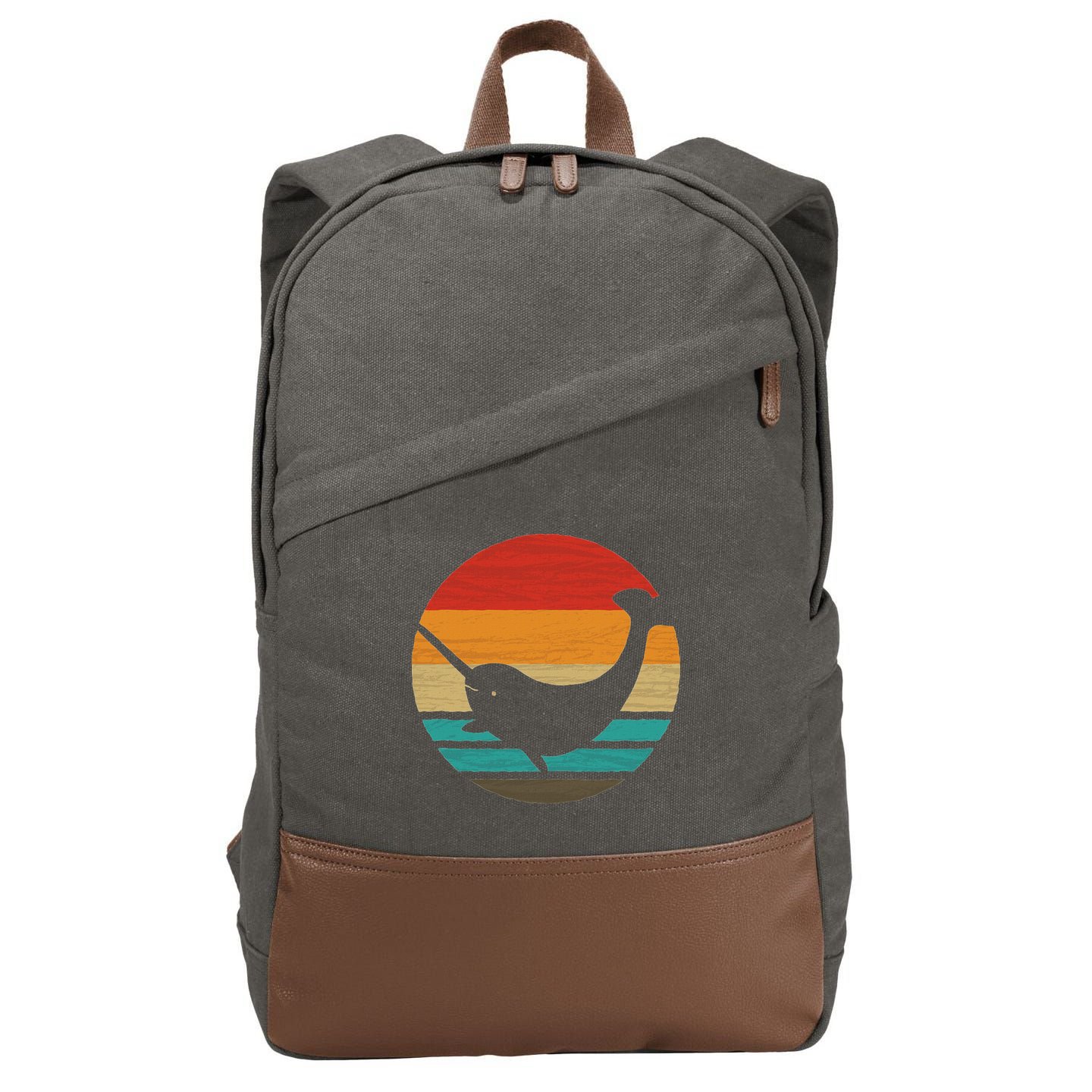 Narwhal Retro Style Vintage Cotton Canvas Backpack