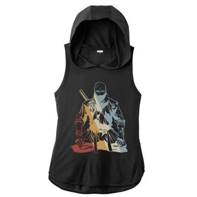 Ninja Retro Style Vintage Ladies PosiCharge Tri-Blend Wicking Draft Hoodie Tank