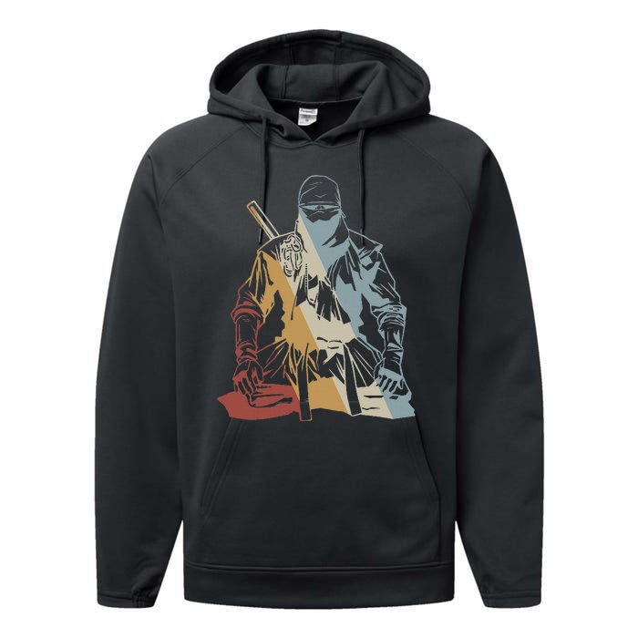 Ninja Retro Style Vintage Performance Fleece Hoodie