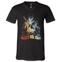 Ninja Retro Style Vintage V-Neck T-Shirt