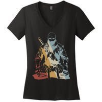 Ninja Retro Style Vintage Women's V-Neck T-Shirt