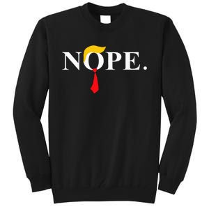 Nope_ Red Tie Trump Wig Funny Anti Trump Gift Tall Sweatshirt