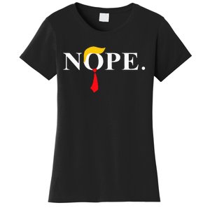 Nope_ Red Tie Trump Wig Funny Anti Trump Gift Women's T-Shirt