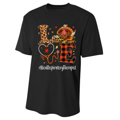 Nicu Respiratory Therapist Love Thanksgiving Leopard Turkey Performance Sprint T-Shirt