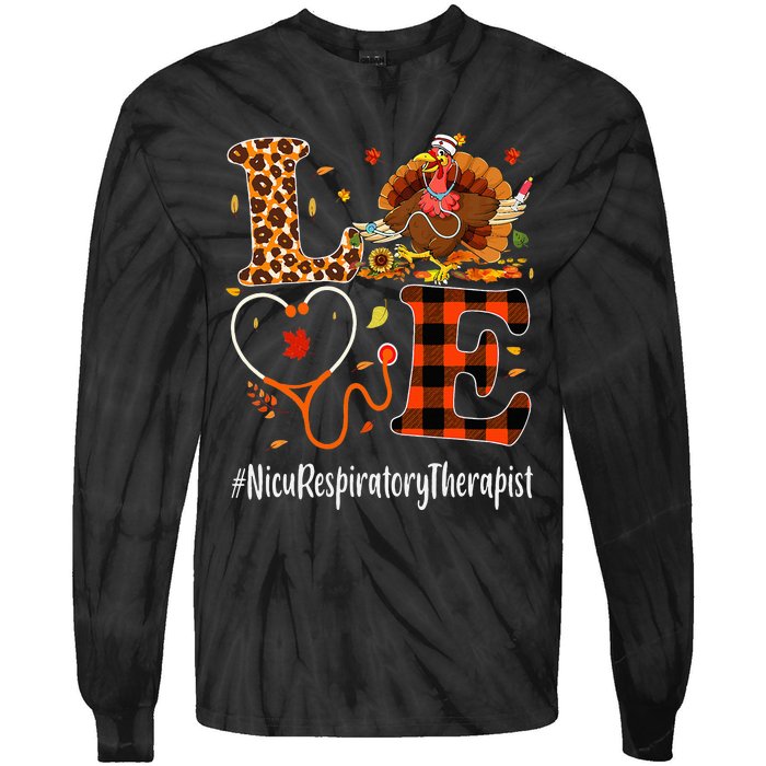 Nicu Respiratory Therapist Love Thanksgiving Leopard Turkey Tie-Dye Long Sleeve Shirt