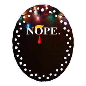 Nope_ Red Tie Trump Wig Funny Anti Trump Gift Ceramic Oval Ornament