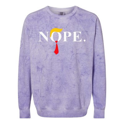 Nope Red Tie Trump Wig Funny Anti Trump Gift Colorblast Crewneck Sweatshirt