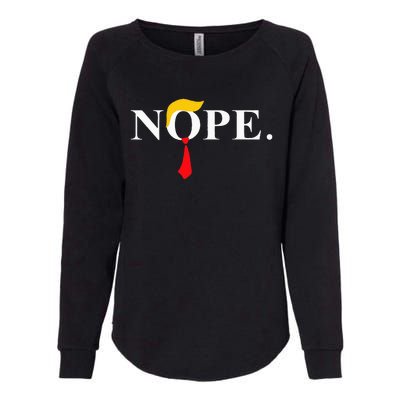 Nope Red Tie Trump Wig Funny Anti Trump Gift Womens California Wash Sweatshirt