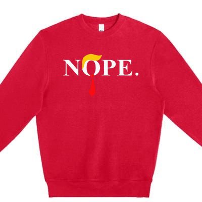 Nope Red Tie Trump Wig Funny Anti Trump Gift Premium Crewneck Sweatshirt