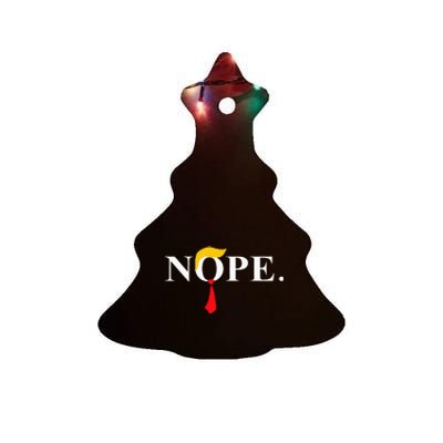 Nope Red Tie Trump Wig Funny Anti Trump Gift Ceramic Tree Ornament