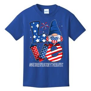 Nicu Respiratory Therapist Love 4th Of July Gnome Usa Gift Kids T-Shirt