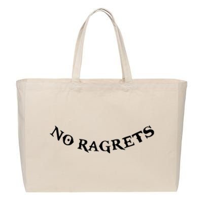 No Ragrets Tattoo Funny Punk White Trash Trailer Park Cotton Canvas Jumbo Tote