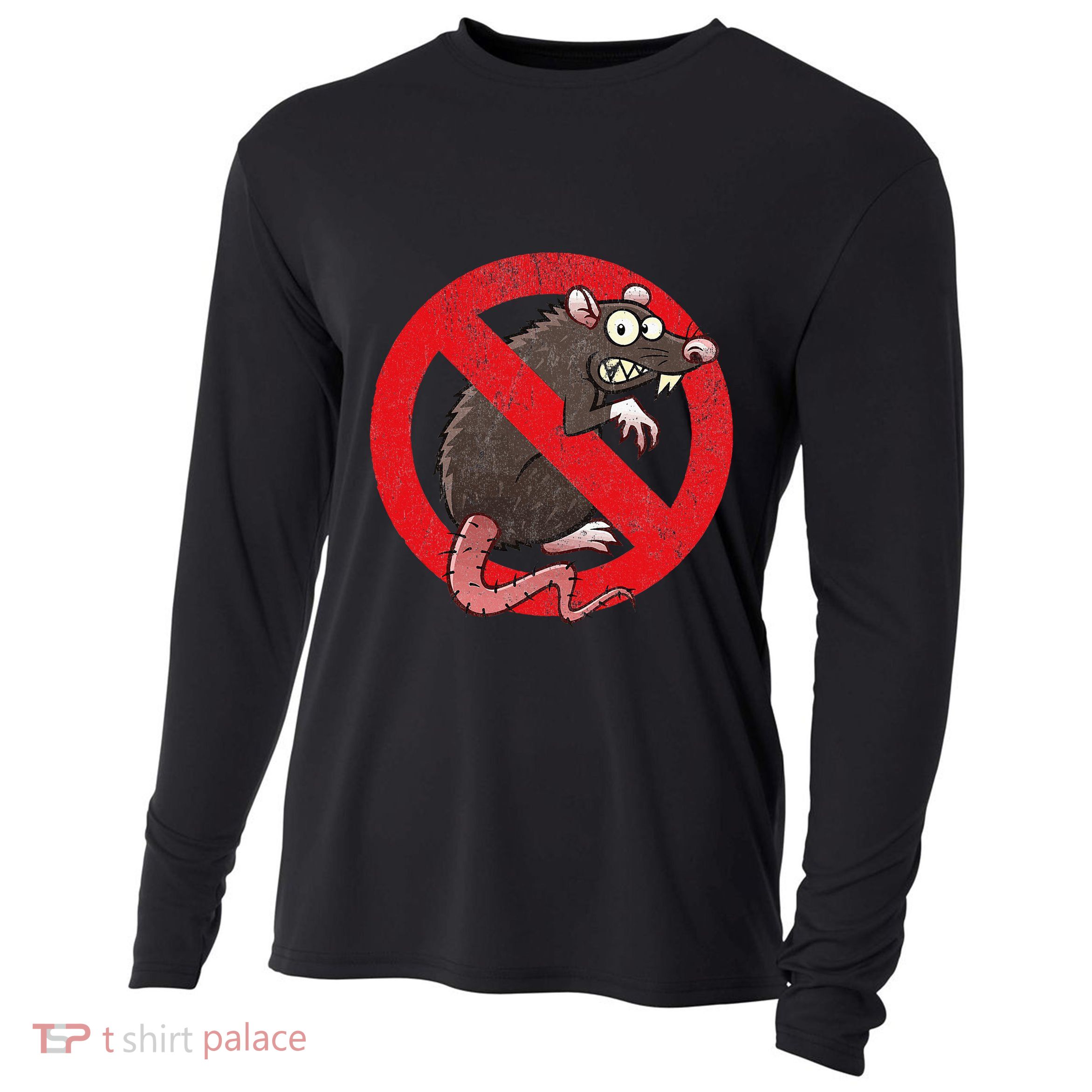 No Rats Union Pest Control Rat Sign Gag No Rats Allowed Cooling Performance Long Sleeve Crew