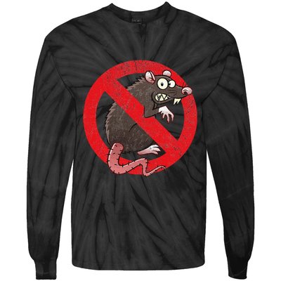 No Rats Union Pest Control Rat Sign Gag No Rats Allowed Tie-Dye Long Sleeve Shirt