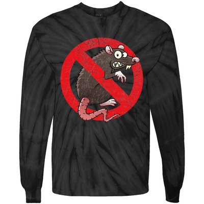 No Rats Union Pest Control Rat Sign Gag No Rats Allowed Tie-Dye Long Sleeve Shirt