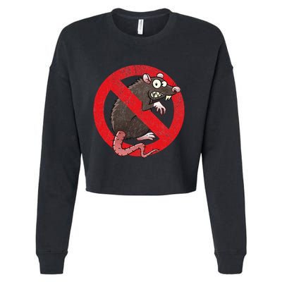 No Rats Union Pest Control Rat Sign Gag No Rats Allowed Cropped Pullover Crew
