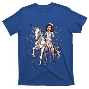 Nurse Riding Unicorn Magical Nursicorn Funny Nursing Gift Cute Gift T-Shirt