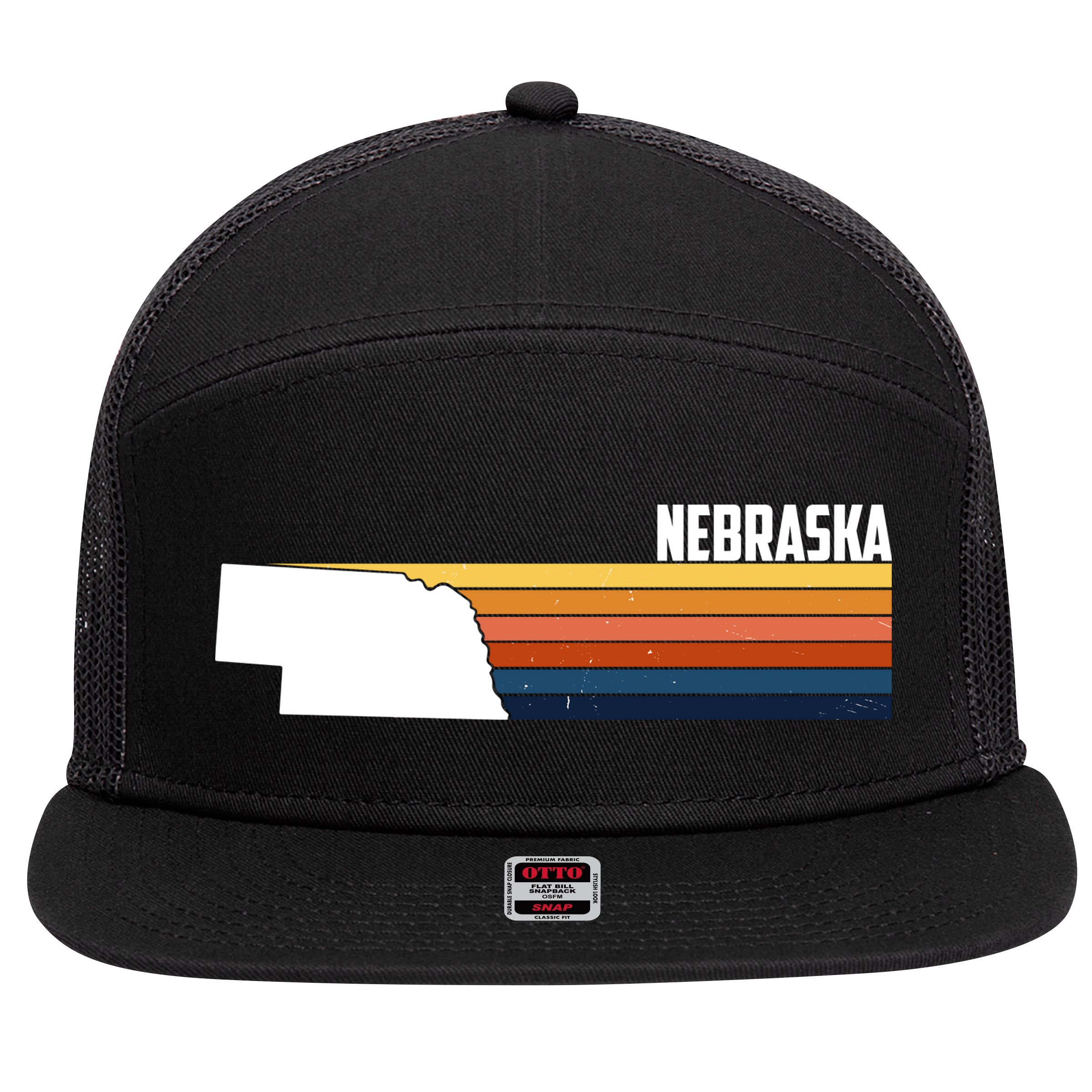 Nebraska Retro United States 7 Panel Mesh Trucker Snapback Hat