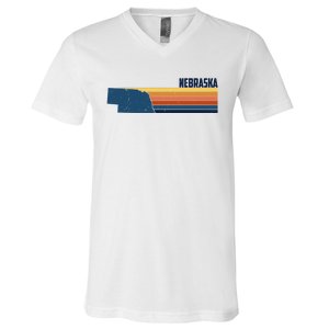 Nebraska Retro United States V-Neck T-Shirt