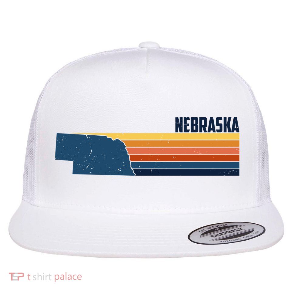 Nebraska Retro United States Flat Bill Trucker Hat