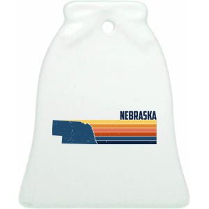 Nebraska Retro United States Ceramic Bell Ornament